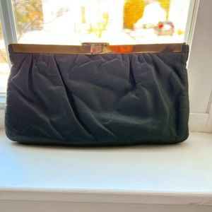 Vintage Etra Genuine Leather Grey Clutch Bag with Hidden Chain